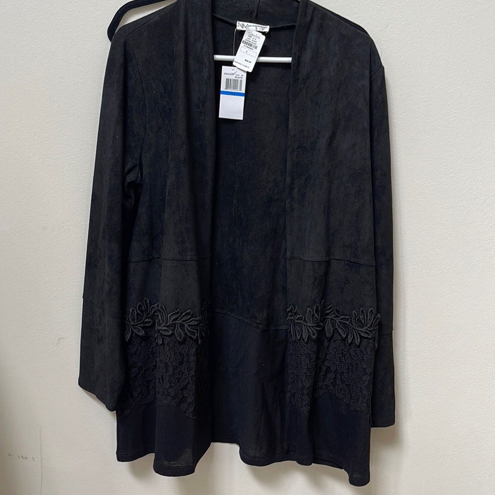 Black Neiman Marcus suede like cardigan/jacket